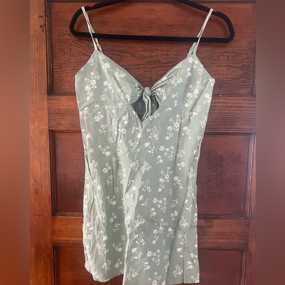 Floral Green Spaghetti Strap Dress